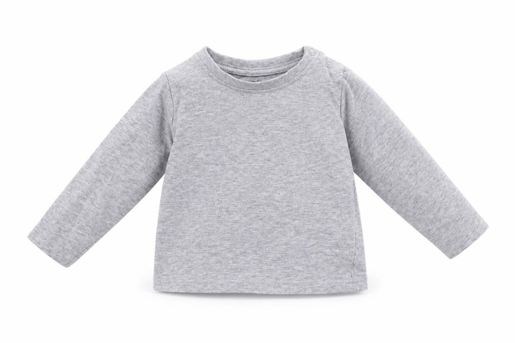 Front view of Lupilu boys’ grey basic t-shirt, size 9-12, months