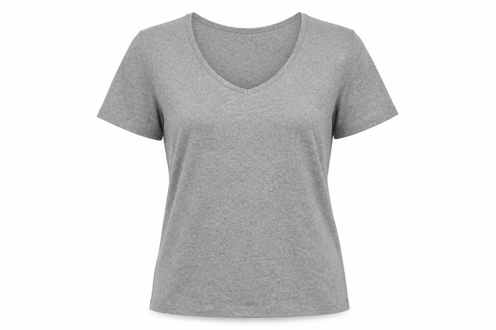 Front view of Dorothy Perkins women’s grey basic t-shirt, size UK 12