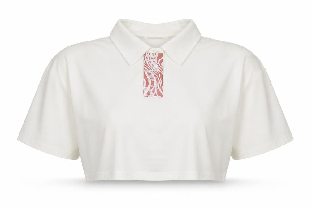 Front view of Rome women’s ivory cropped t-shirt, size S