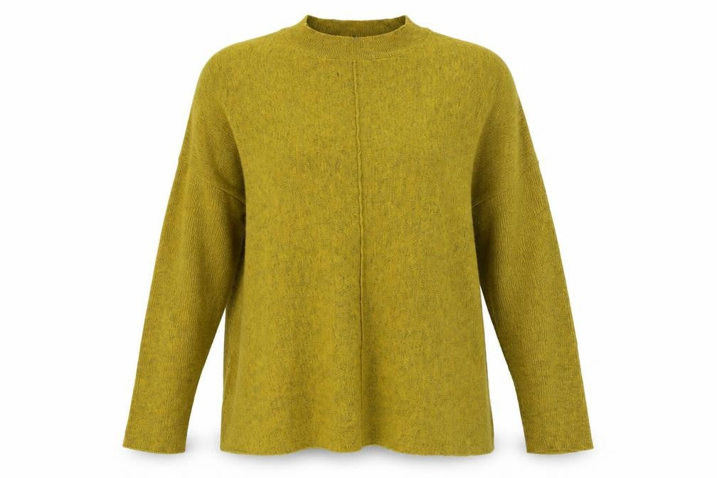 Front view of Primark women’s yellow knit jumper, size UK 10