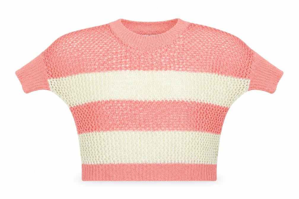 Front view of Internacionale women’s orange striped jumper, size UK 10