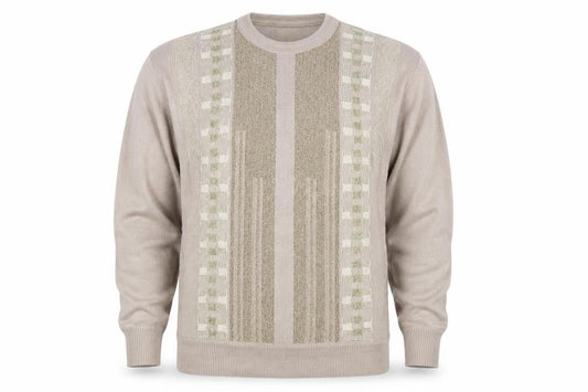 Front view of Summerland men’s beige jumper, size M