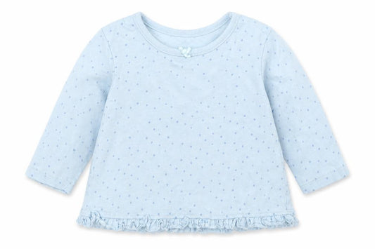 Front view of George girls’ blue basic t-shirt, size 0-3, months