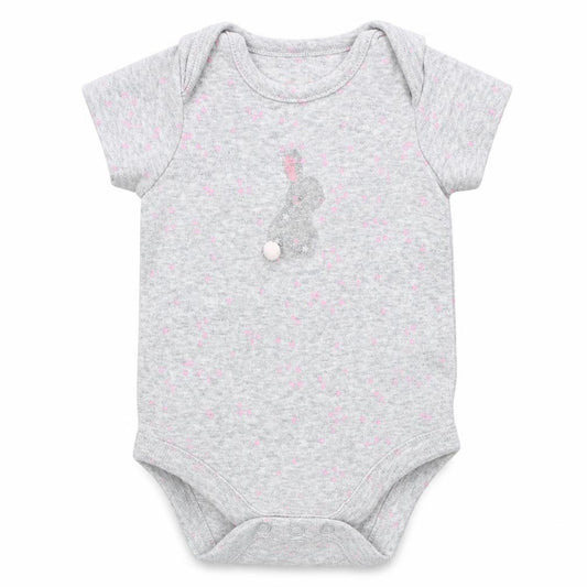 Front view of Mothercare girls’ grey babygrow one-piece, size 0-3, months