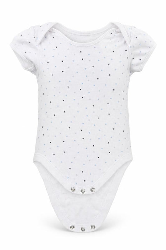 Front view of Primark Baby White Geometric Babygrow One-Piece, size 18-24, Months
