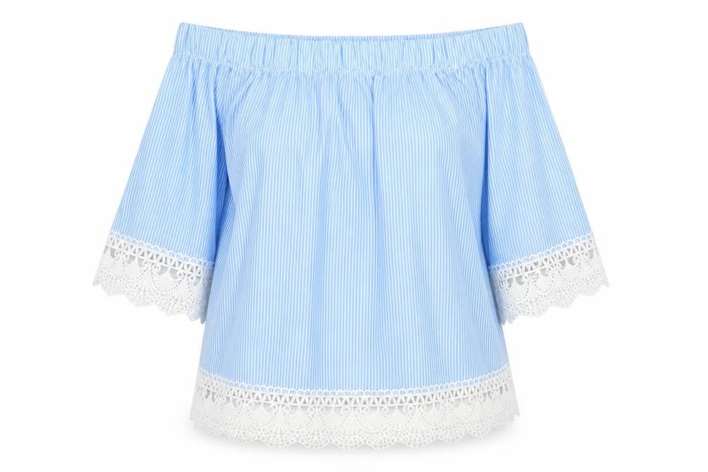 New Look Womens Blue Striped  Basic Blouse Size 8