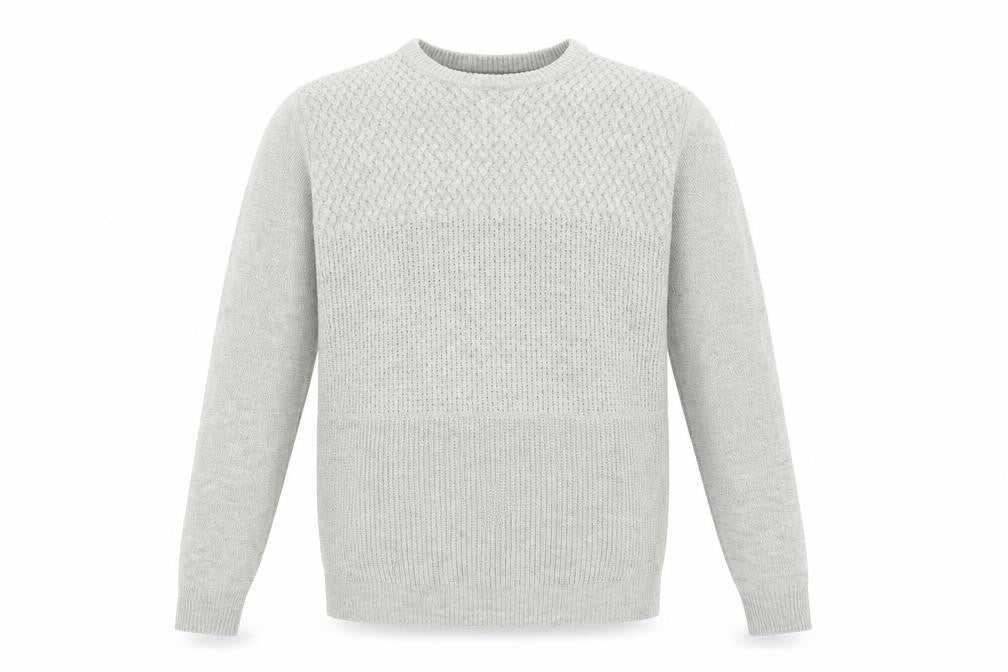 Front view of Boston Crew men’s grey jumper, size M
