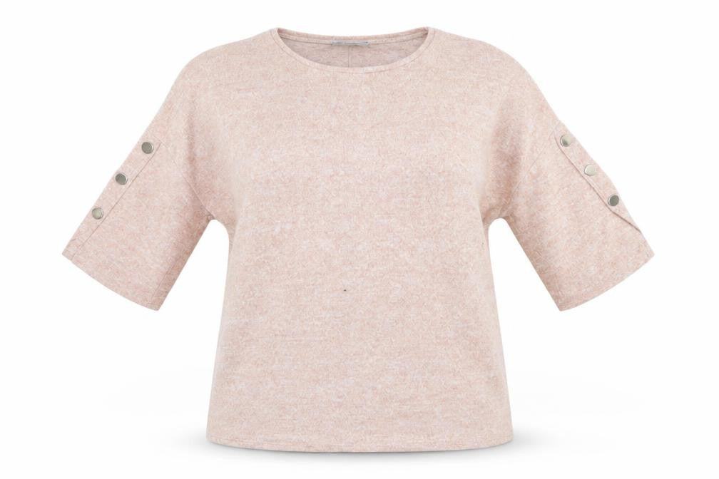 Front view of Papaya Curve women’s orange jumper, size UK 18, - soft feel peach