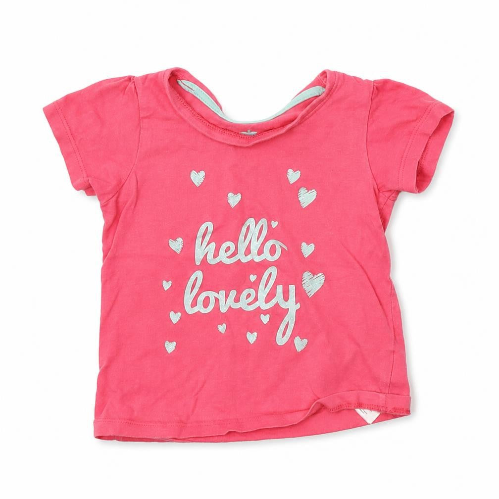 Front view of Primark Baby Pink Basic T-Shirt, size 18-24, Months