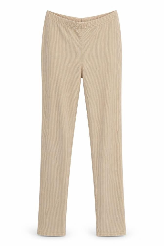 Front view of PRETTYLITTLETHING women’s beige lounge pants, size UK 10