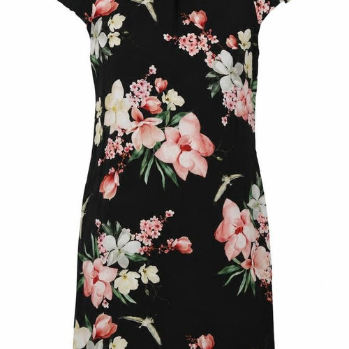 Dorothy Perkins Womens Black Floral  A-Line  Size 8
