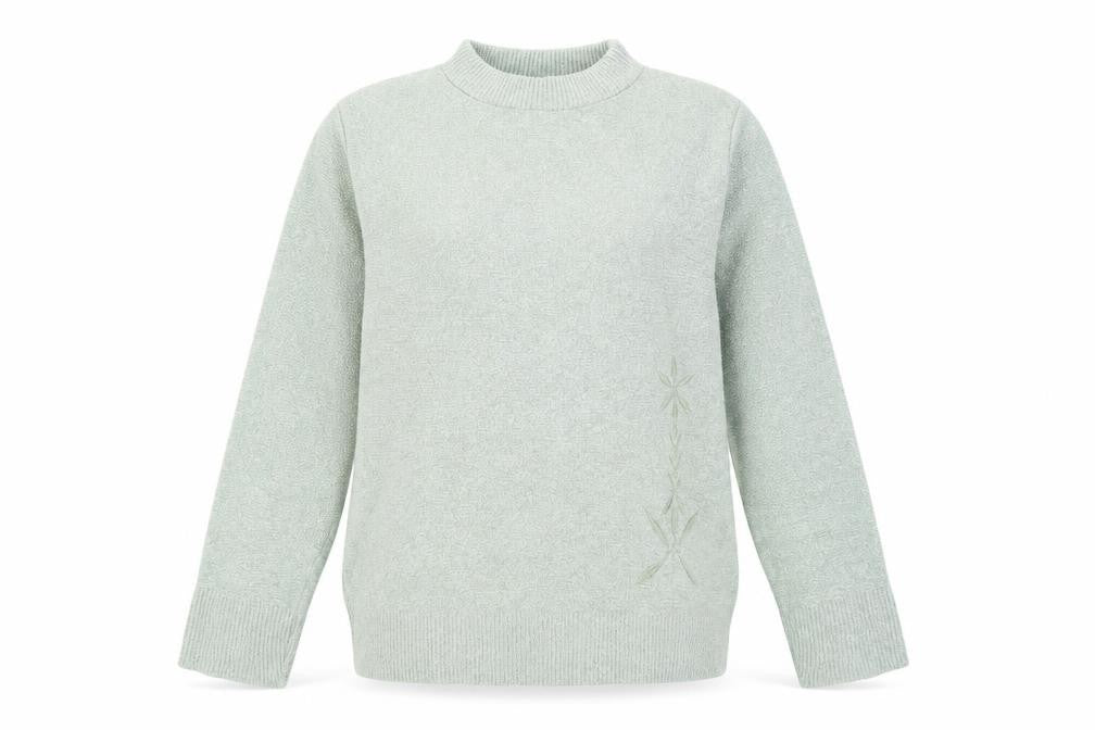 Front view of 4 Me women’s green jumper, size L