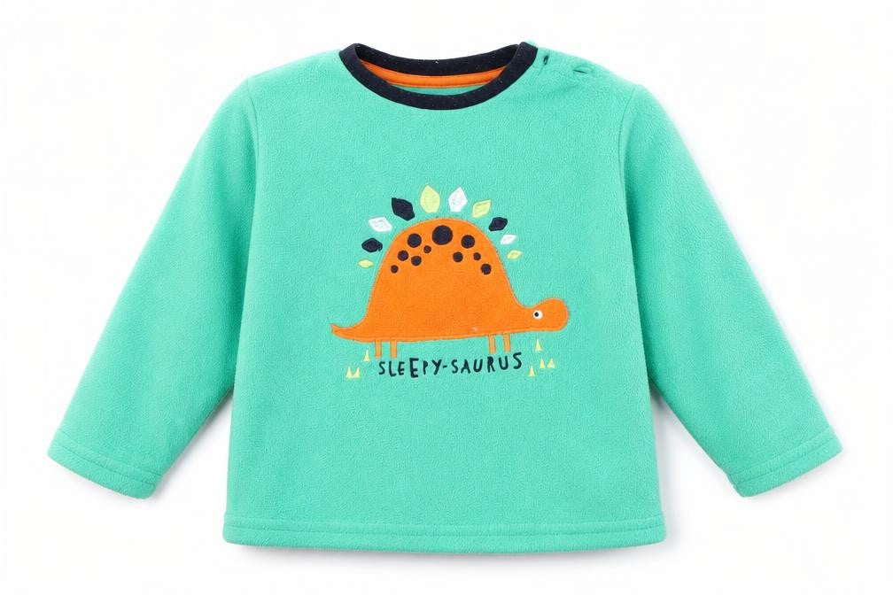 Front view of Primark Baby Green Solid Pyjama Top, size 18-24, Months