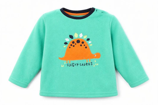 Front view of Primark Baby Green Solid Pyjama Top, size 18-24, Months