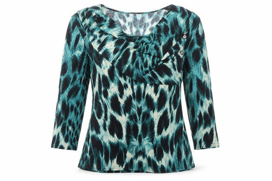 Front view of Emma Morgan women’s multicoloured jumper, size UK 12