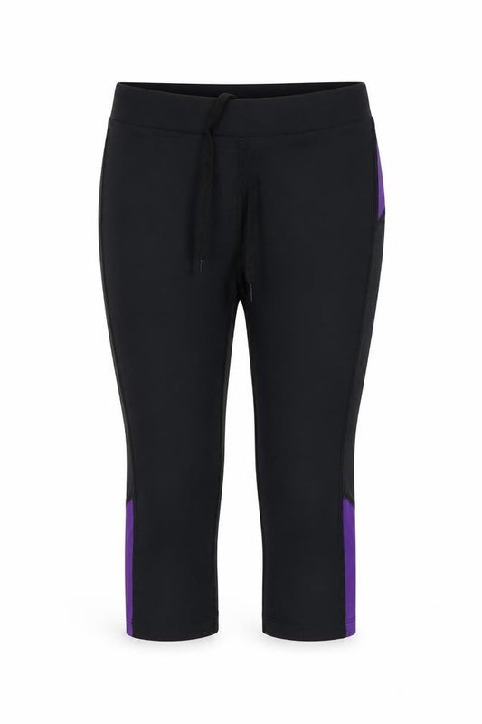 Front view of Preworn women’s black compression leggings, size UK 12, 17-inch leg