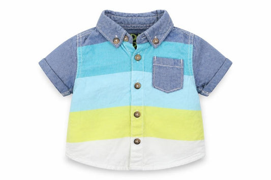 Front view of F&F Baby Multicoloured Basic Button-Up, size 3-6, Months