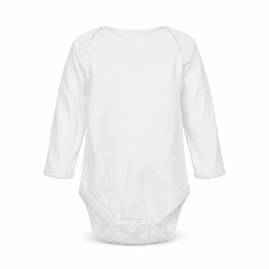 Front view of Mothercare Baby White Babygrow One-Piece, size 0-3, Months