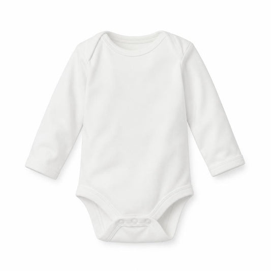 Front view of Mothercare Baby White Babygrow One-Piece, size 0-3, Months