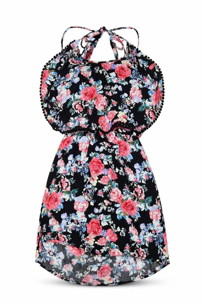 Front view of Select women’s black floral mini, size UK 10