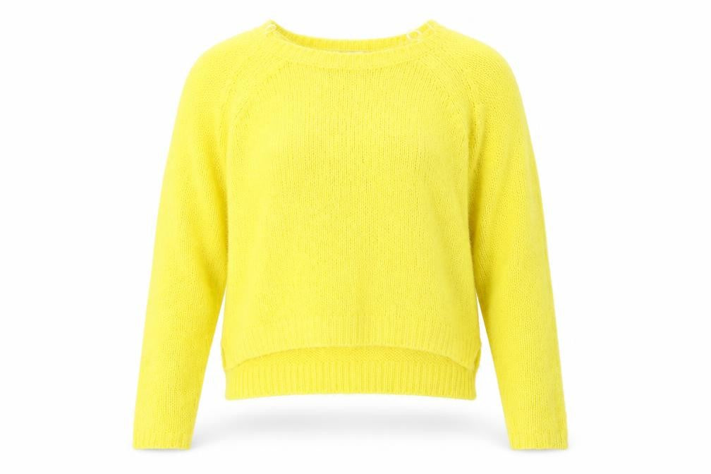 Front view of Papaya women’s yellow knit jumper, size M