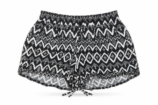 Front view of BeBop women’s black geometric bermuda shorts, size M
