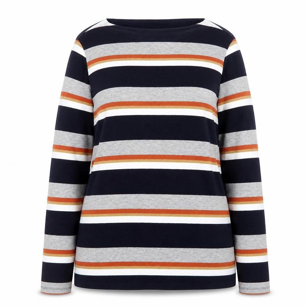 Front view of Dorothy Perkins women’s multicoloured striped jumper, size UK 18