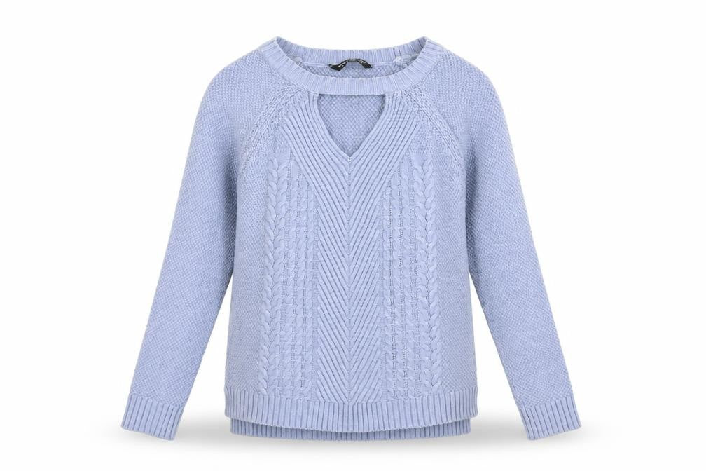 Front view of Select women’s blue jumper, size UK 8