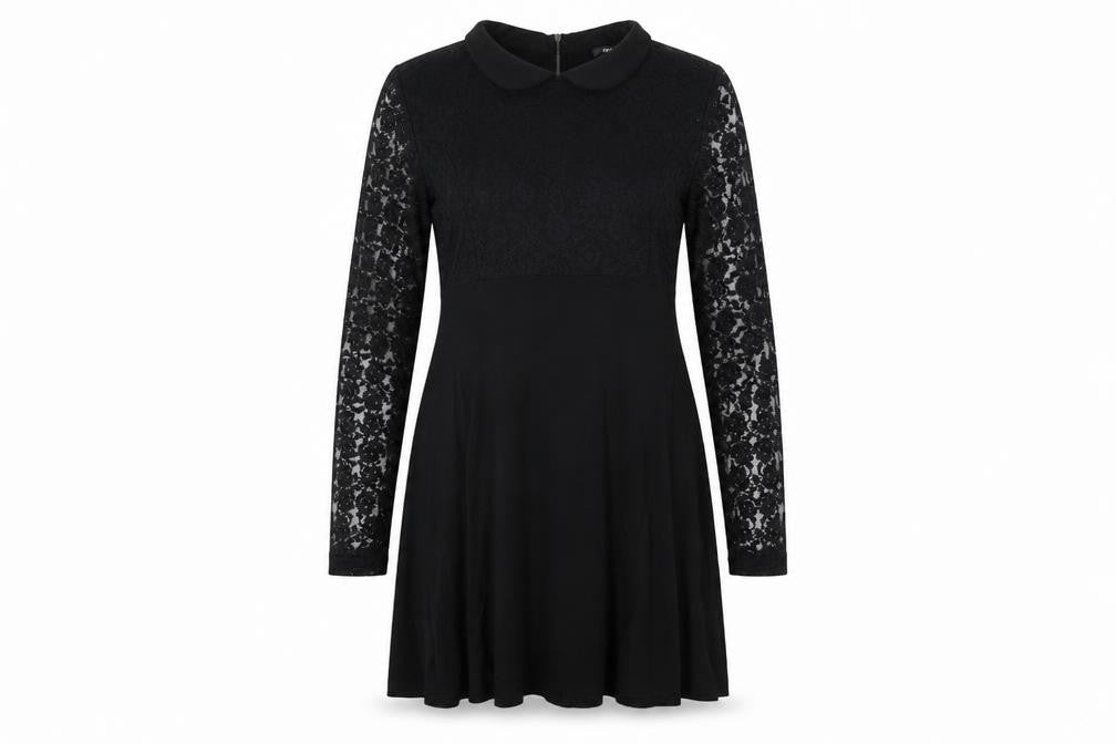 Front view of Papaya women’s black fit & flare, size UK 12