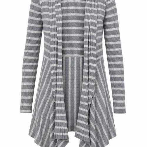 Marks & Spencer Womens Grey Striped Knit Cardigan Jumper Size 12