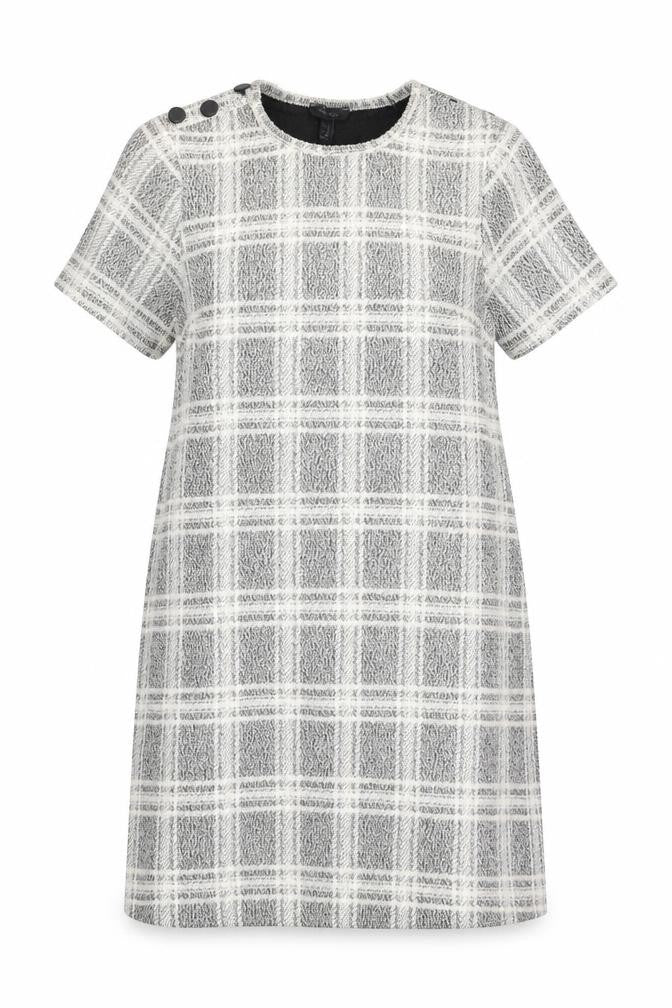 Front view of New Look women’s white check a-line, size UK 14