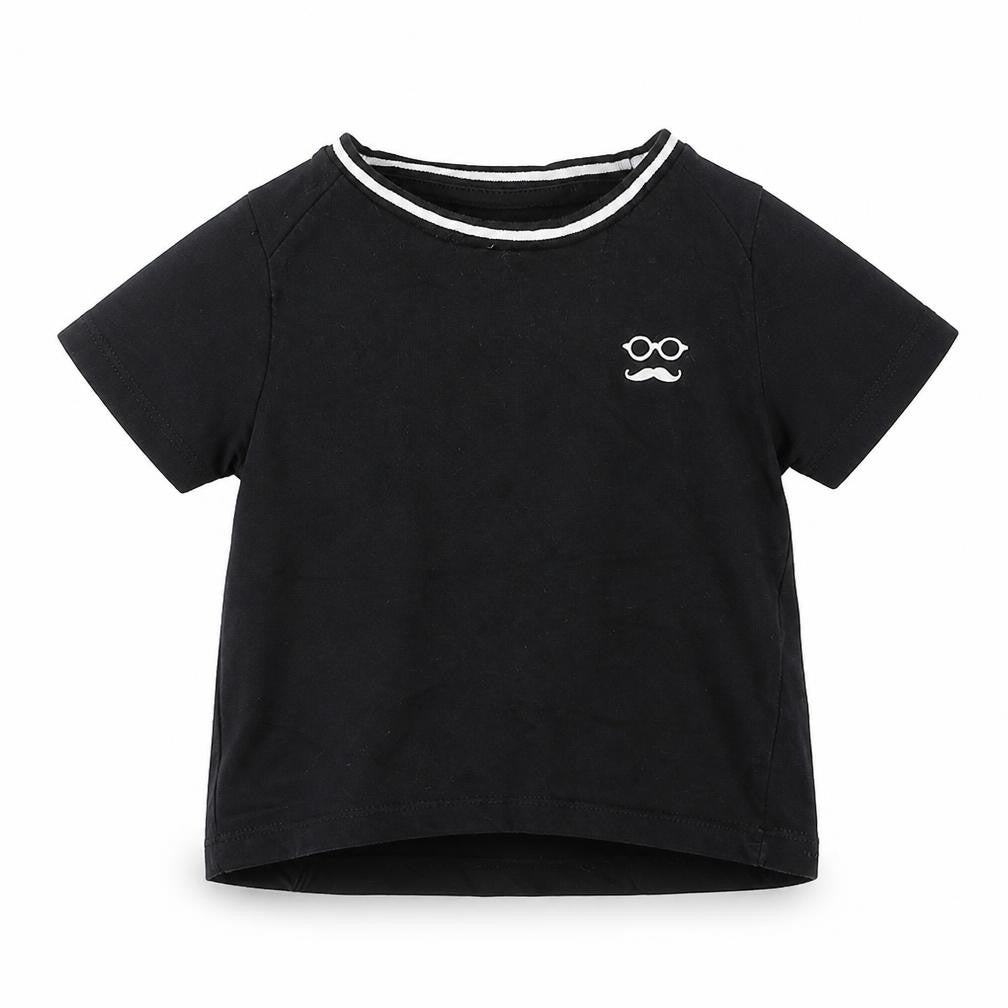 Front view of MAX boys’ black basic t-shirt, size 18-24, months
