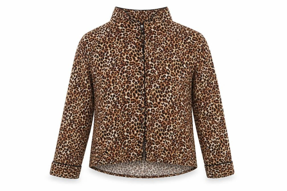 M&S Womens Brown Animal Print  Top Pyjama Top Size 8