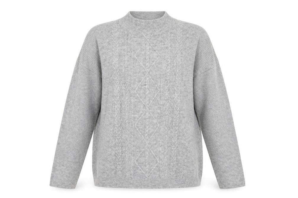 Front view of Peacocks women’s grey knit jumper, size L