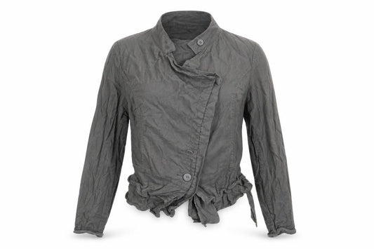 Front view of Warehouse women’s grey jacket coat, size UK 12