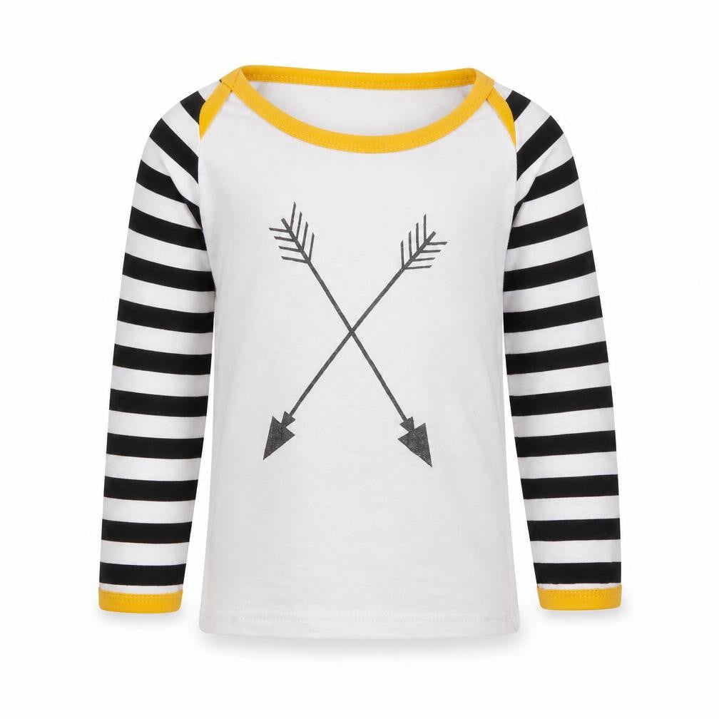 Front view of Preworn girls’ white striped basic t-shirt, size 4, years