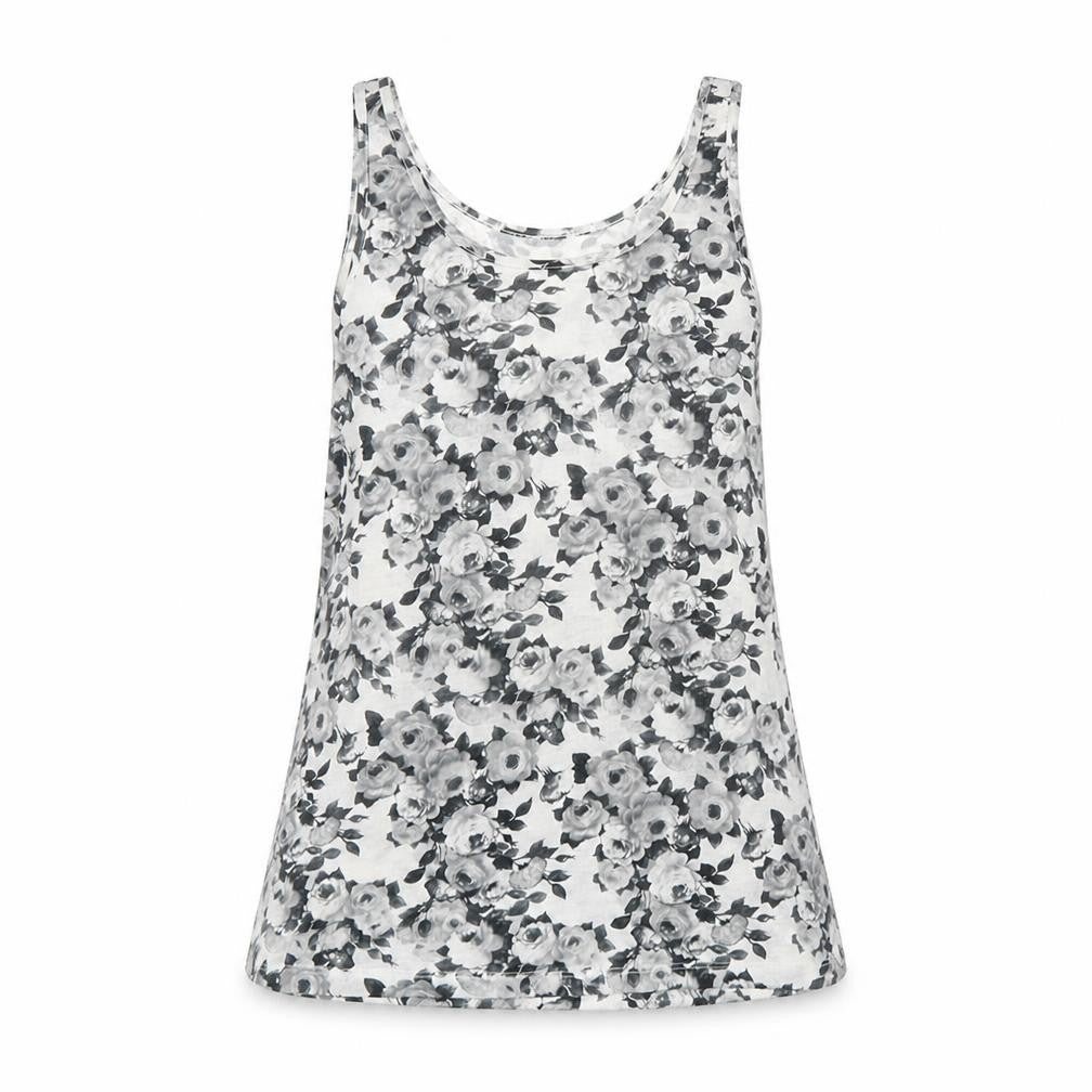 Front view of Topshop women’s grey floral basic tank, size UK 10