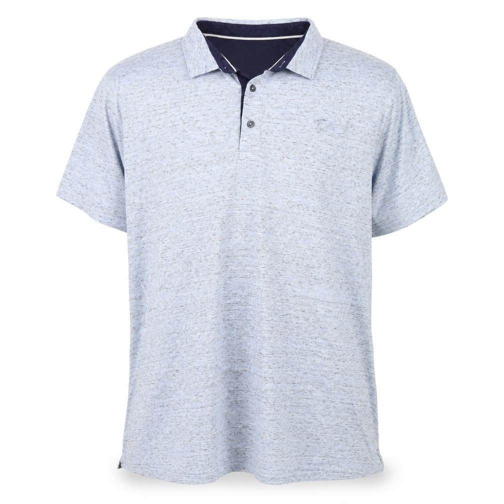 Front view of Jacamo men’s blue polo, size L