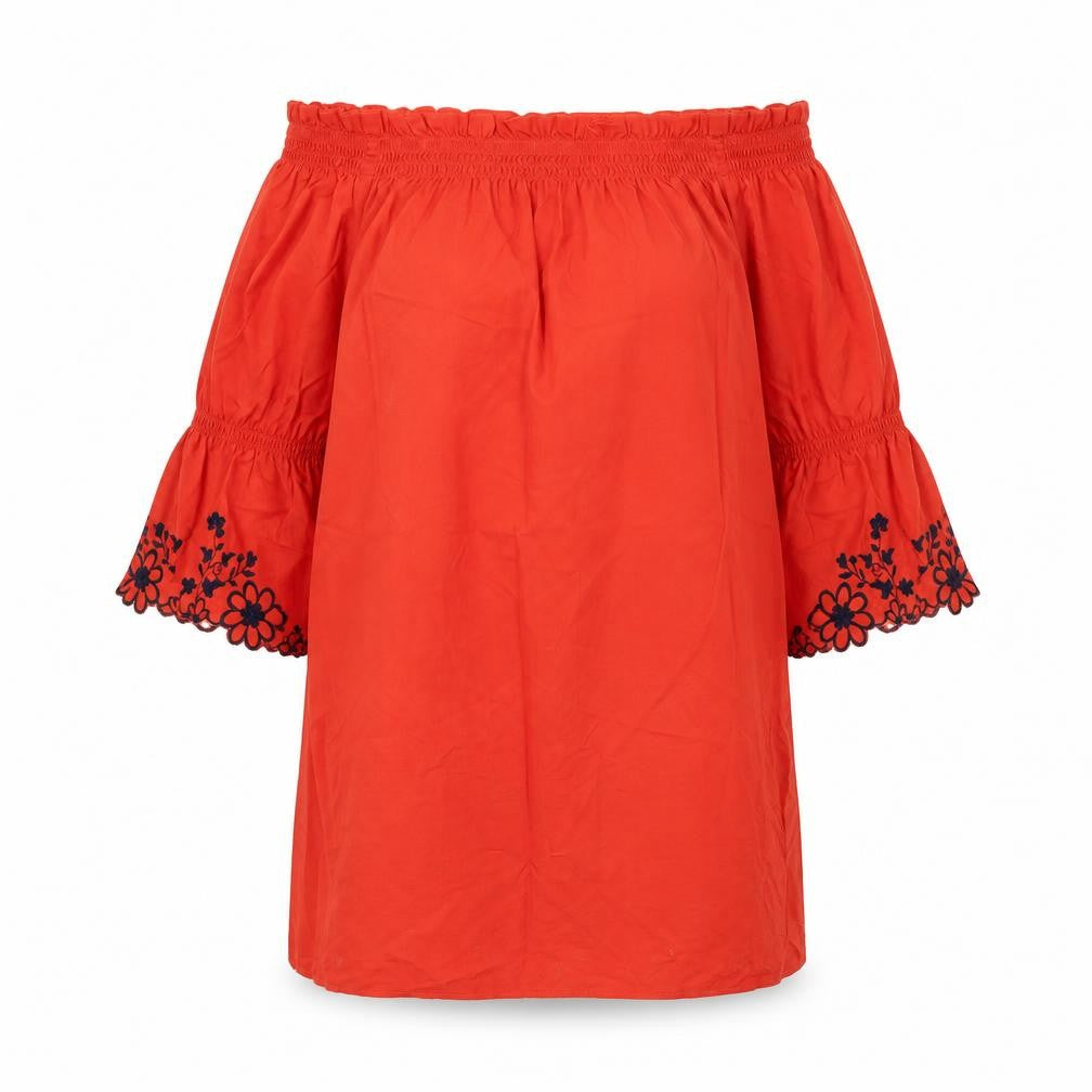 Front view of Papaya women’s red basic blouse, size UK 8