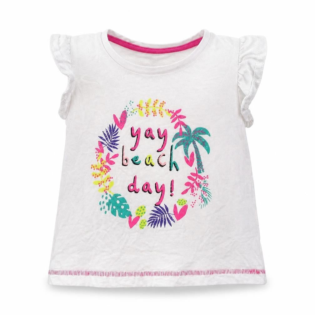 Front view of Matalan girls’ white basic t-shirt, size 18-24, months