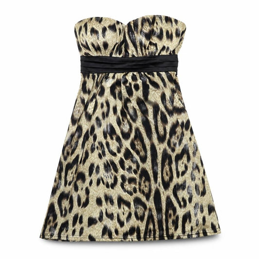 Front view of CFLUK women’s beige animal print jersey bodycon, size M