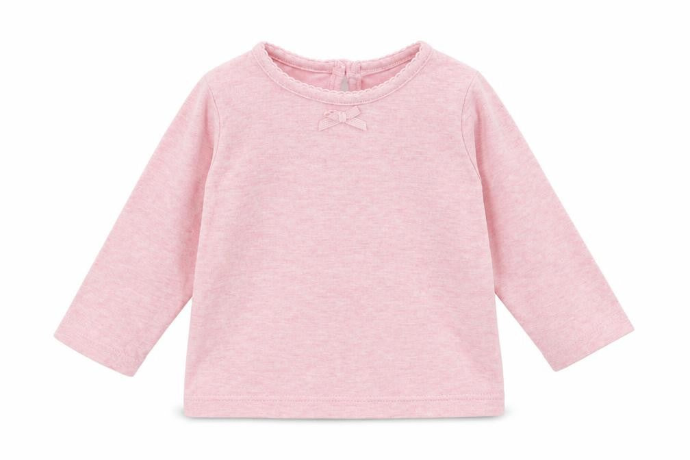 Front view of George girls’ pink jacquard basic t-shirt, size 3-6, months