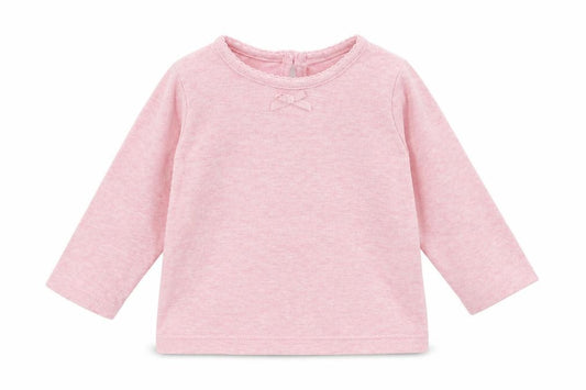 Front view of George girls’ pink jacquard basic t-shirt, size 3-6, months