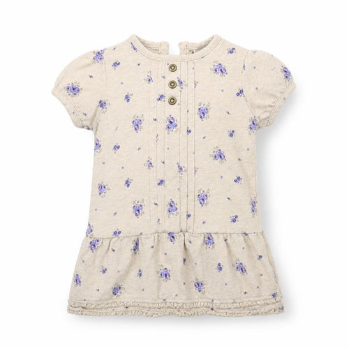 F&F Girls Beige Floral Jersey T-Shirt Dress  Size 3-6 Months