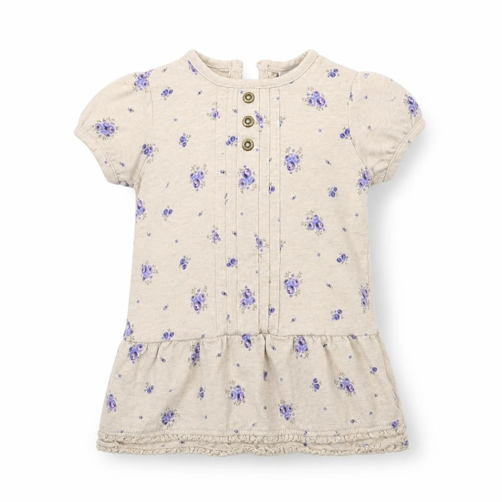 F&F Girls Beige Floral Jersey T-Shirt Dress  Size 3-6 Months