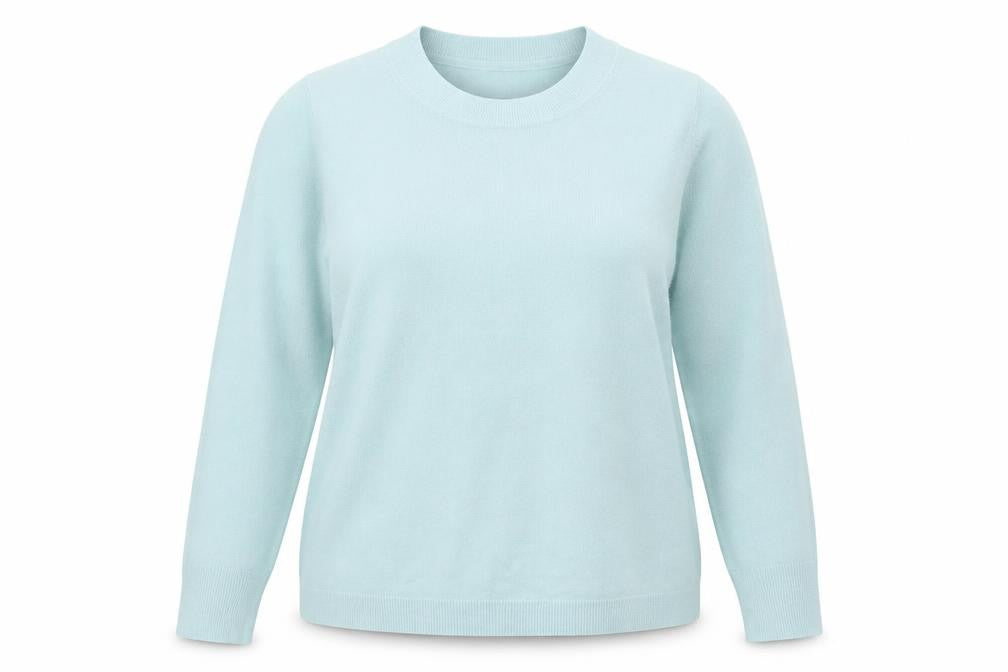 Front view of Priciples women’s blue knit jumper, size UK 18