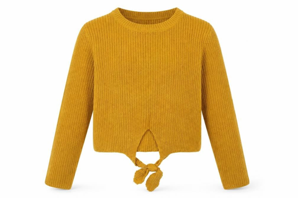 Front view of Select women’s yellow knit jumper, size UK 14