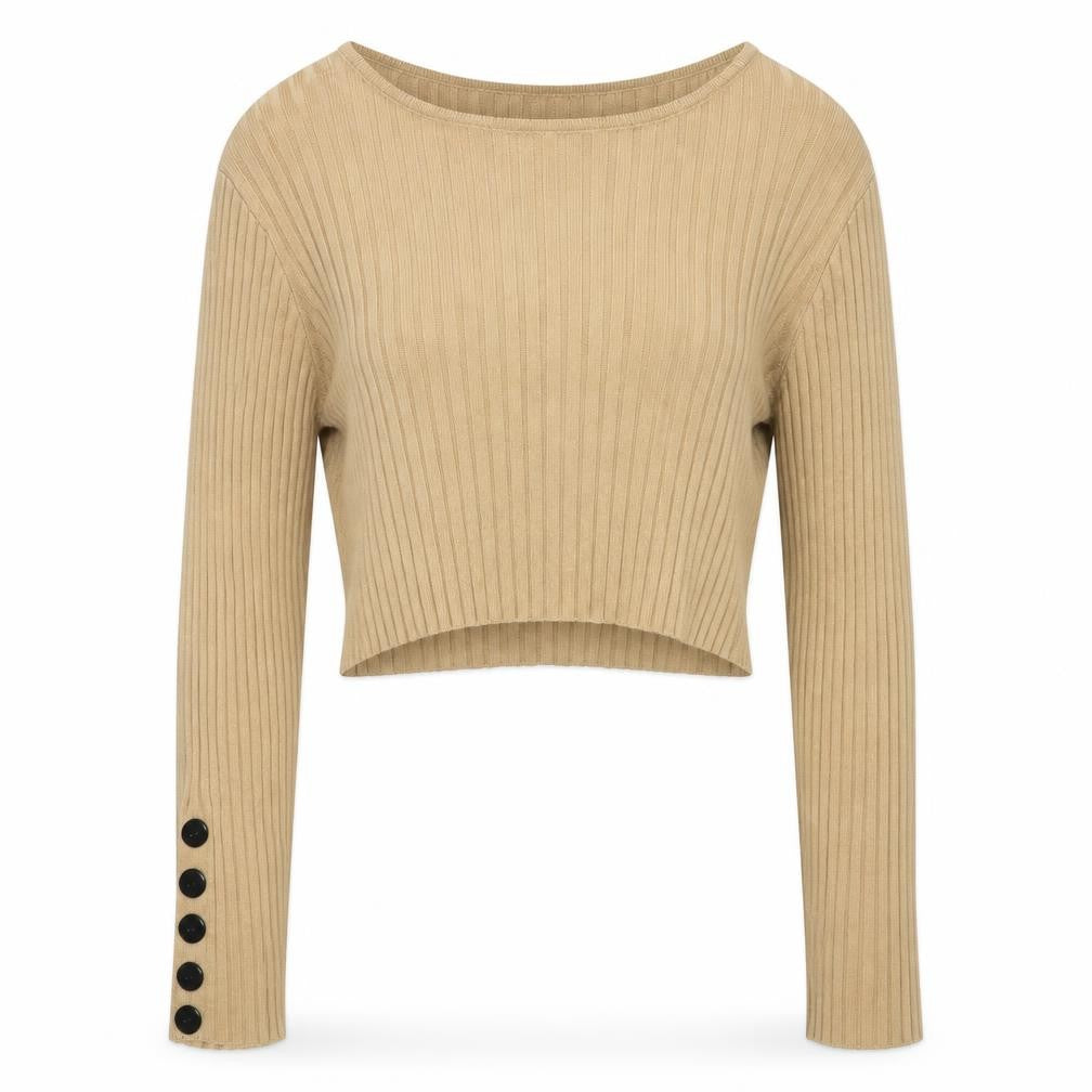 Front view of Primark women’s brown knit jumper, size UK 12