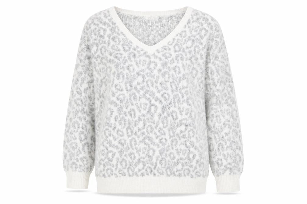 Front view of New Look women’s multicoloured animal print jumper, size UK 12