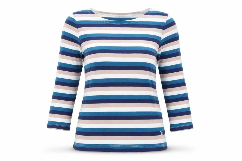 Front view of Crew Clothing Multicoloured Striped Basic T-Shirt, size 8